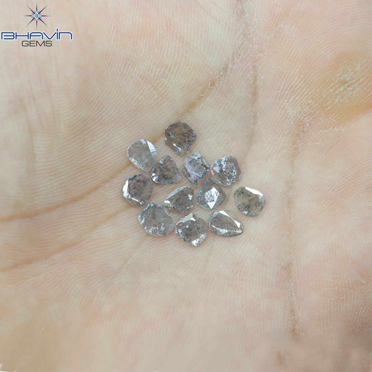2.15 CT/12 Pcs Natural Slice Diamond Salt and Pepper Color Clarity I3 (6.10 MM)