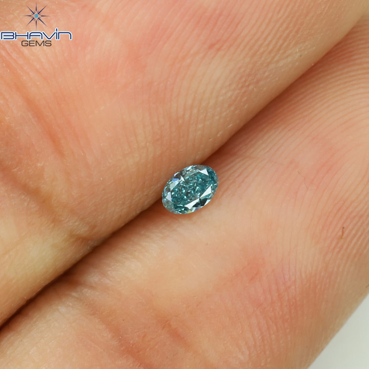 0.07 CT Natural Oval Diamond Enhanced Vivid Aqua Blue Color Clarity VS2 (3.01 MM)