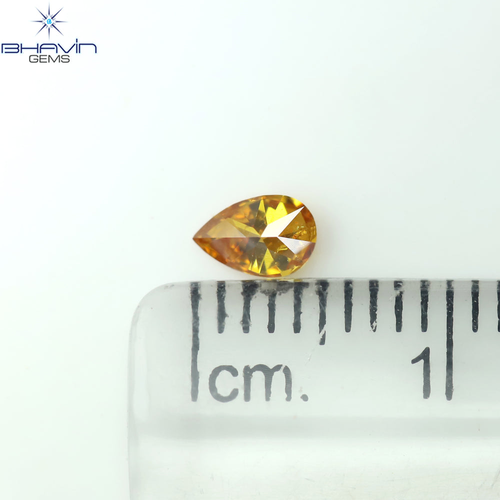 0.23 CT Pear Shape Natural Diamond Orange Color I1 Clarity (4.90 MM)