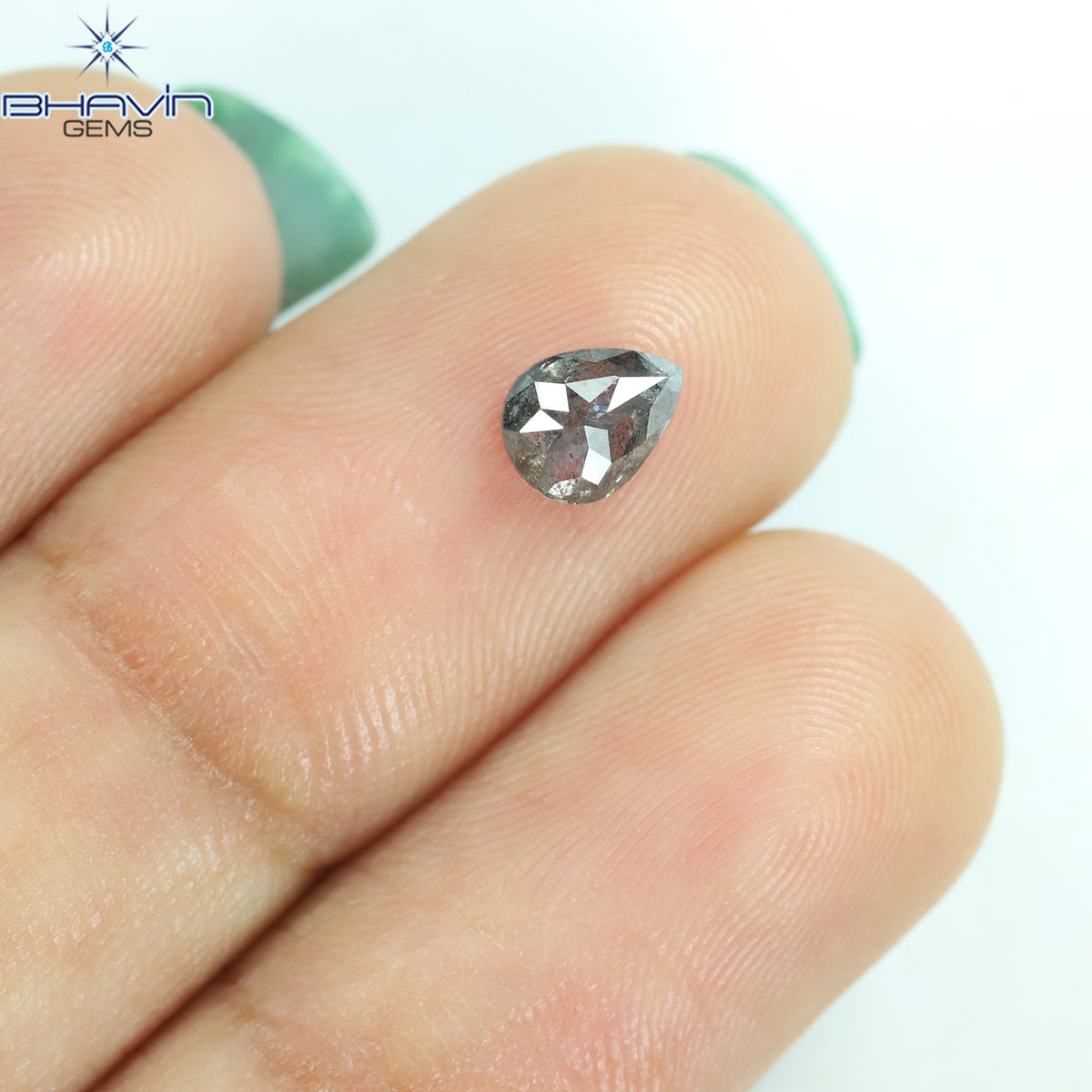 0.50 CT Natural Pear Diamond Salt and Pepper Color Clarity I3 (5.57 MM)