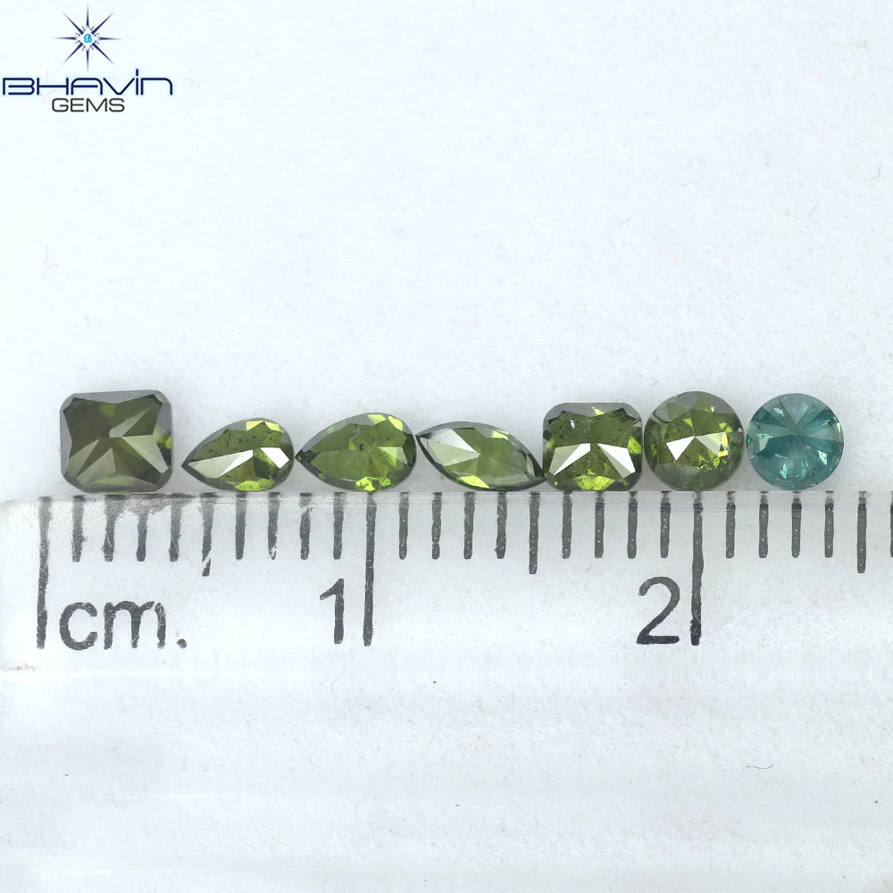 0.83 CT/7 Pcs Mix Diamond Enhanced Green-Blue Diamond Clarity SI (4.20 MM)