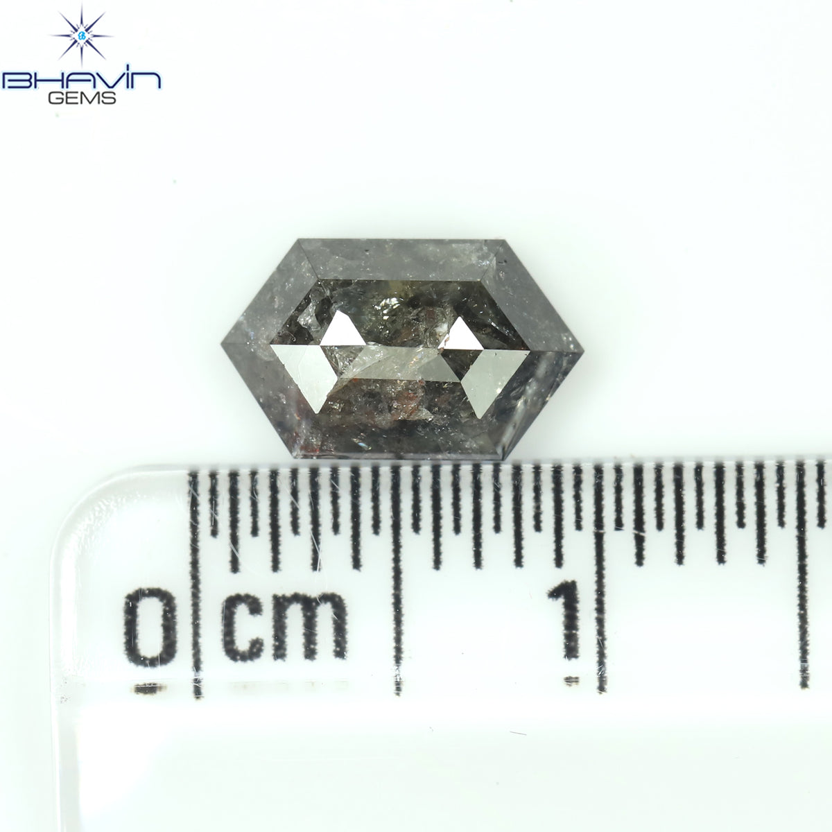 0.62 CT 六角形 ナチュラル ルース ダイヤモンド ソルト アンド ペッパー カラー I3 クラリティ (5.09 MM)