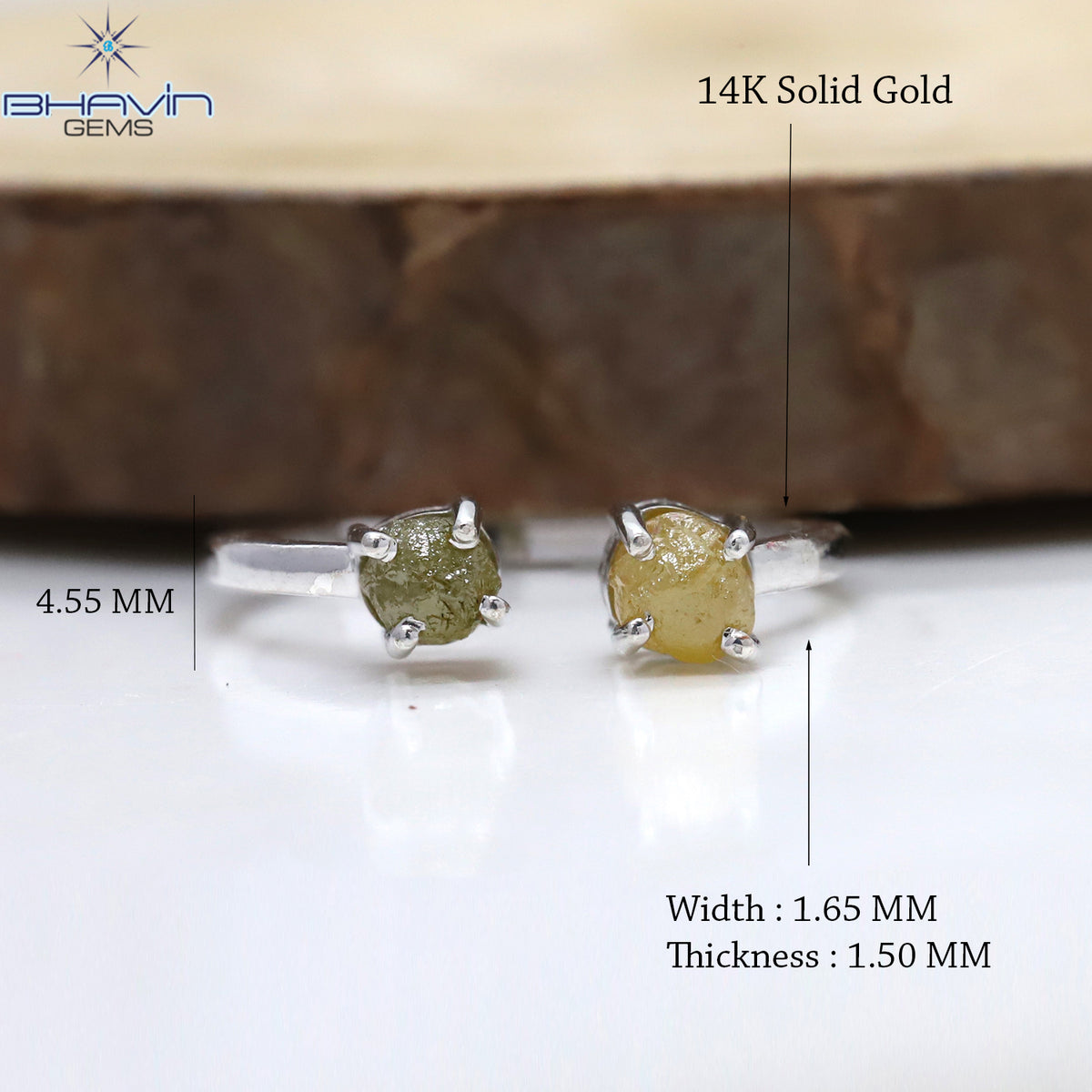 Natural Raw Diamond Open Cuff Ring