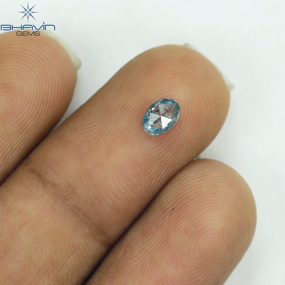 0.22 CT オーバルシェイプ 天然ダイヤモンド ブルーカラー I2 クラリティ (4.78 MM)