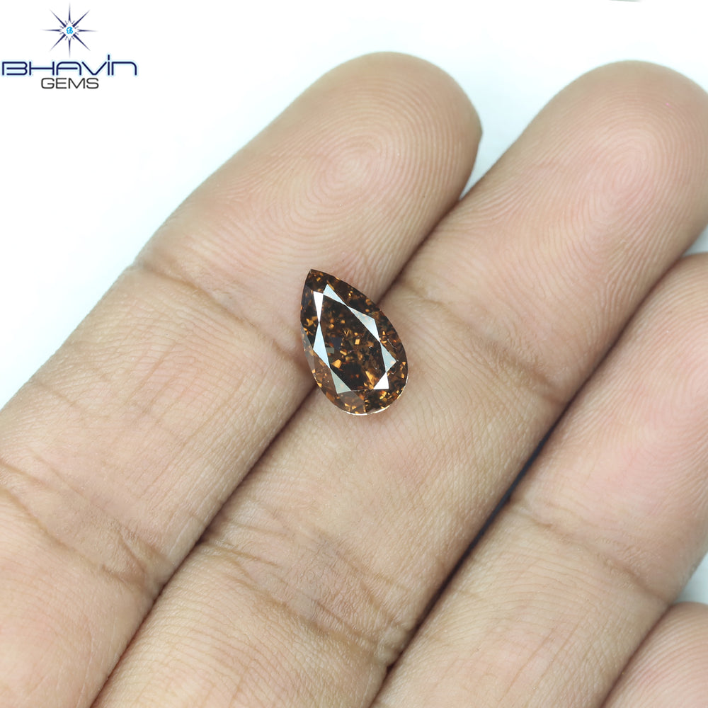 2.01 CT Pear Shape Natural Diamond Brown Color VS2 Clarity (10.31 MM)