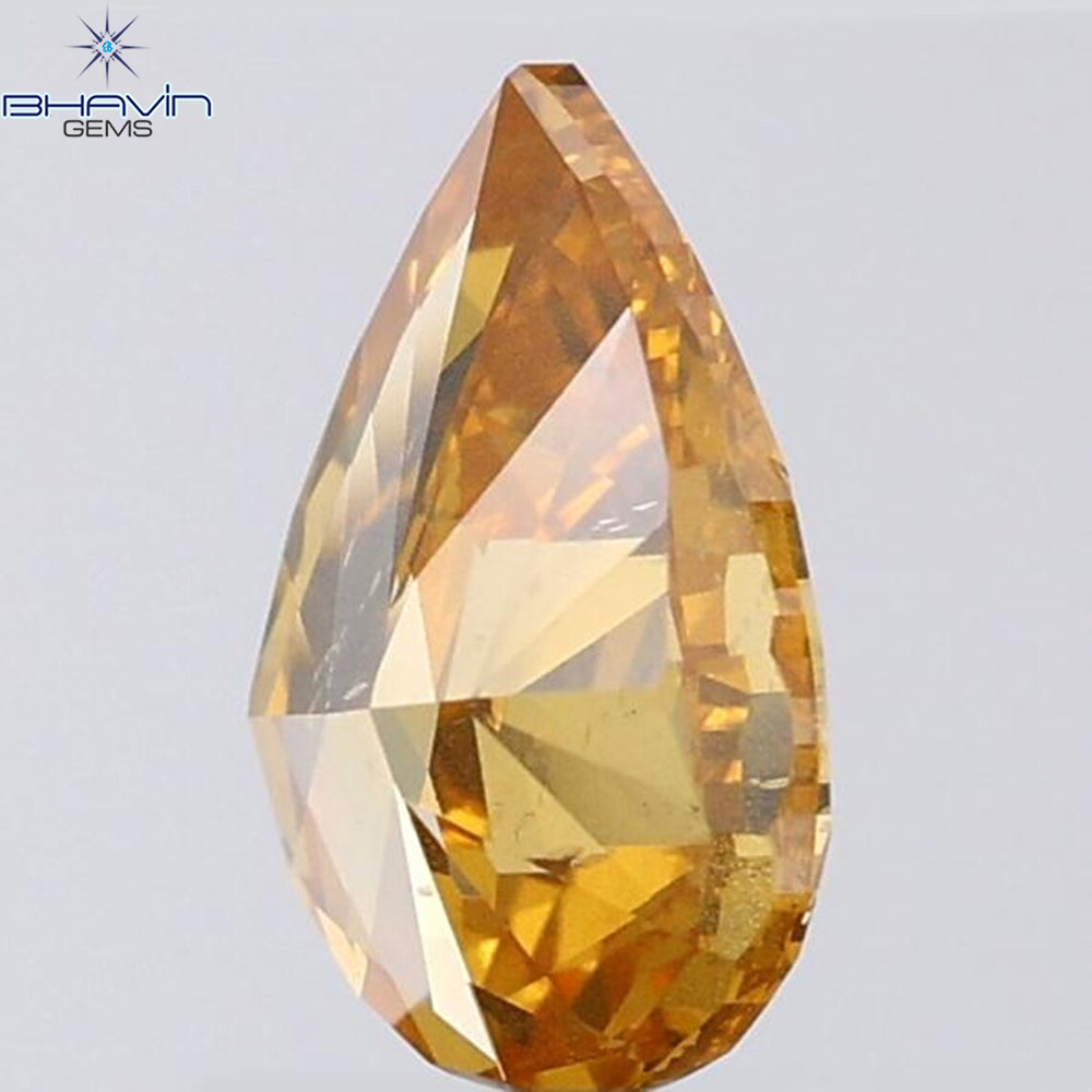 1.03 CT ペアシェイプ 天然ダイヤモンド オレンジカラー SI1 クラリティ (8.13 MM)