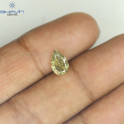 1.01 CT Pear Shape Natural Diamond Green Yellow Color SI1 Clarity (7.97 MM)