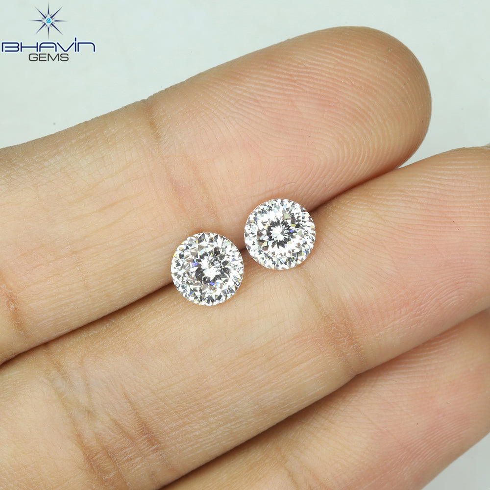2.25 CT Round Portuguese Pair Diamond White Color VS1 Clarity (6.48 MM)
