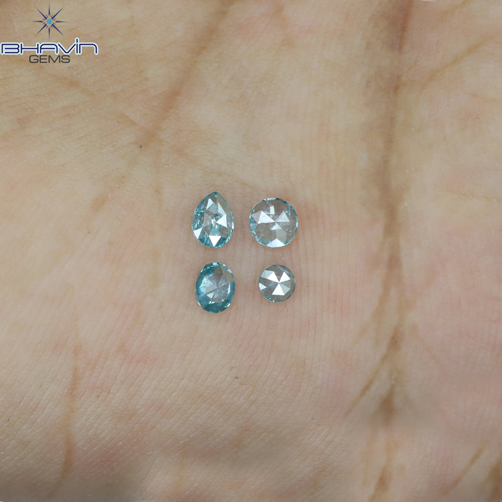 0.96 CT/5 ピース ミックス シェイプ ナチュラル ダイヤモンド ブルー カラー I2 クラリティ (4.40 MM)
