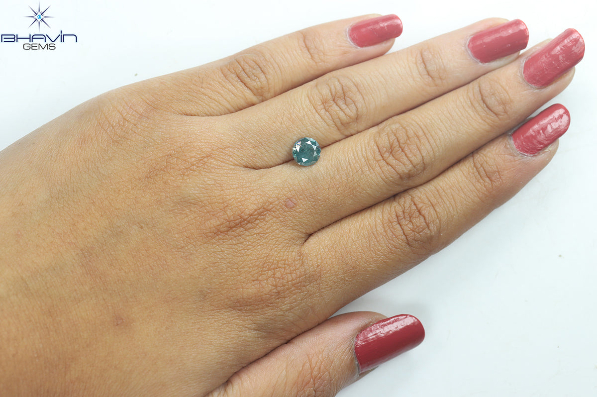 1.23 CT Natural Round Diamond Enhanced Blue Color Clarity I3 (6.57 MM)