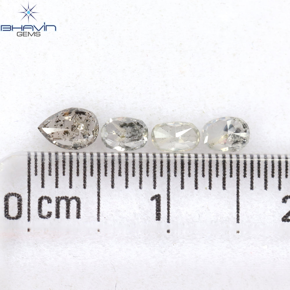 0.48 CT/4 ピース ミックス シェイプ ナチュラル ダイヤモンド ソルト アンド ペッパー カラー I3 クラリティ (3.31 MM)