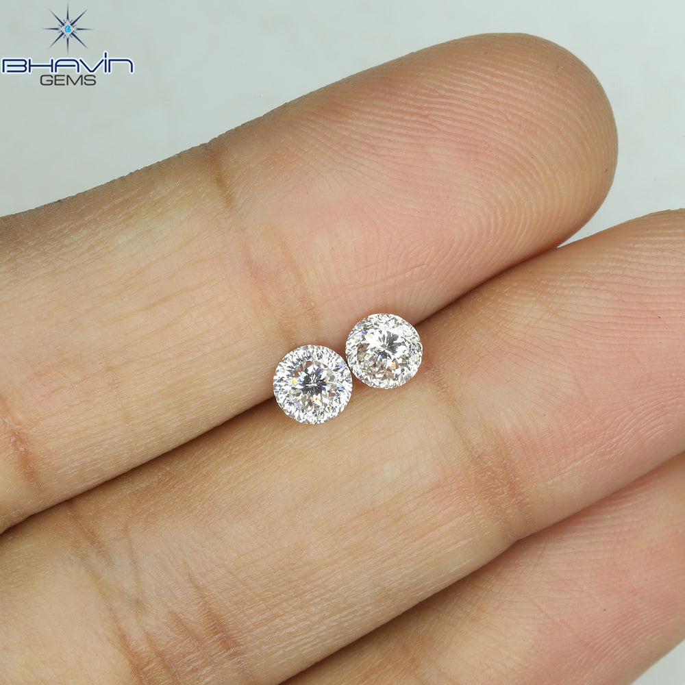 1.00 CT Round Portuguese Pair Diamond White Color VS1 Clarity (4.85 MM)