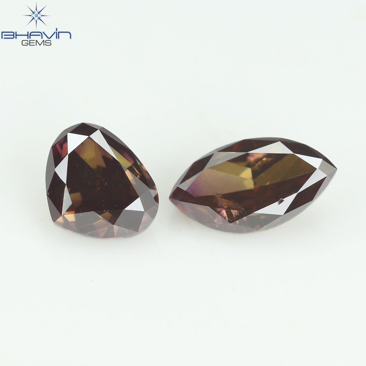 0.34 CT/3 ピース ミックス シェイプ ナチュラル ダイヤモンド グリーン ピンク カラー I1 クラリティ (4.37 MM)