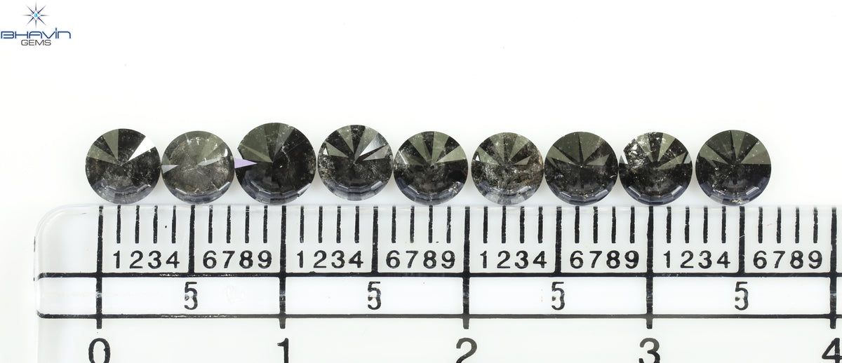 1.00 CT/6 個 ラウンド シェイプ ナチュラル ルース ダイヤモンド ソルト アンド ペッパー カラー I3 クラリティ (3.52 MM)