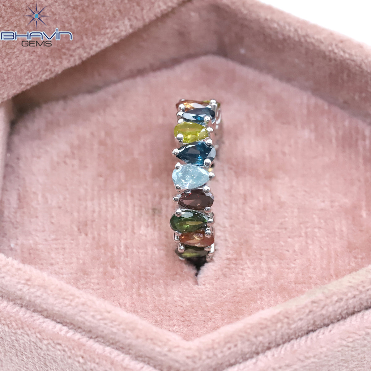 Fancy Color Pear Shaped Diamond Eternity Ring