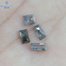 0.38 CT/4 Pcs Baguette Shape Natural Diamond Salt And Pepper Color I3 Clarity (4.10 MM)