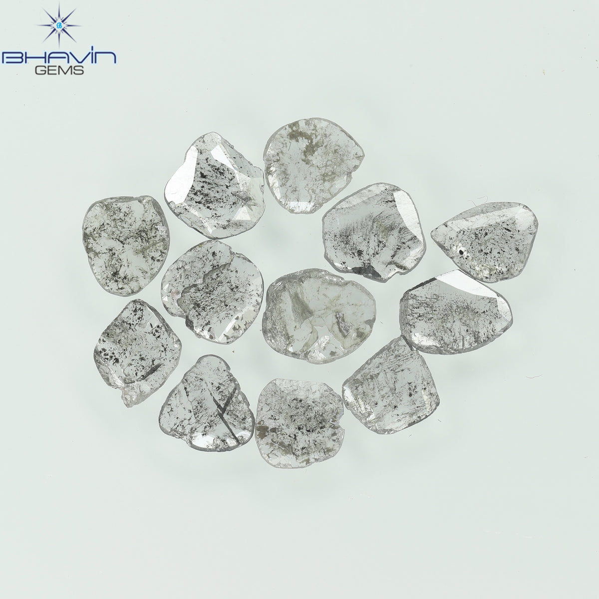 2.15 CT/12 Pcs Natural Slice Diamond Salt and Pepper Color Clarity I3 (6.10 MM)