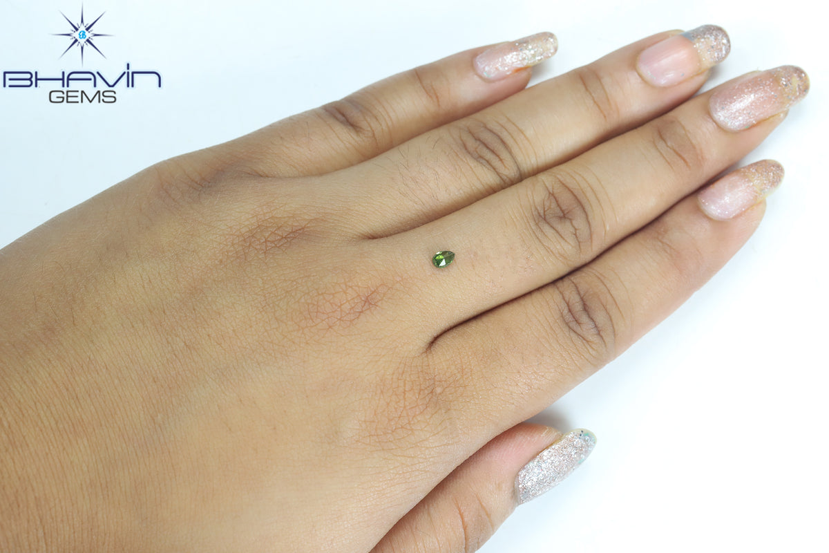 0.19 CT Natural Pear Diamond Enhanced Green Color Clarity I3 (4.51 MM)