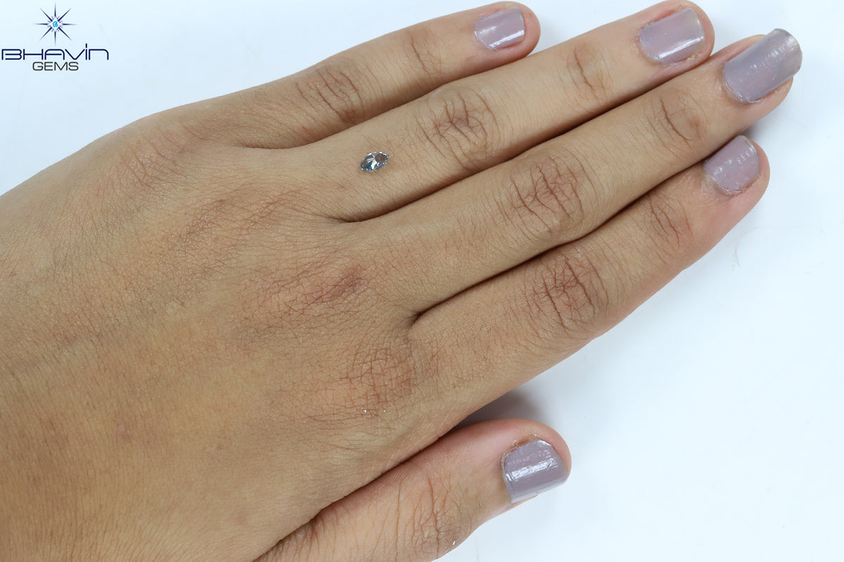 0.21 CT Natural Marquise Diamond Enhanced Intense Blue Color Clarity VS2 (5.40 MM)