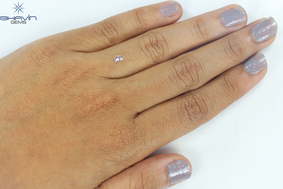 0.12 CT ペアシェイプ ナチュラル ダイヤモンド ピンク カラー I1 クラリティ (3.66 MM)