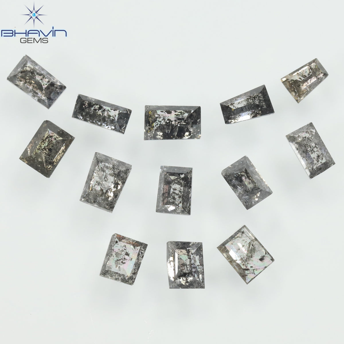 0.83 CT/13 Pcs Natural Square Baguette Diamond Salt and Pepper Color Clarity I3 (3.10 MM)