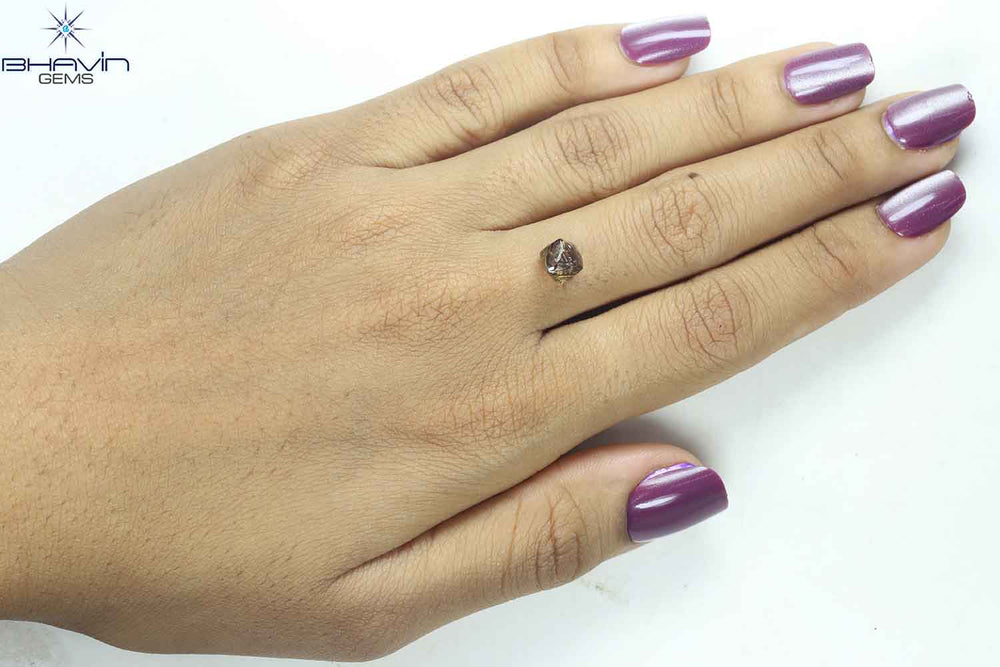 2.56 CT Rough Shape Natural Diamond Dark Brown Color SI2 Clarity (7.10 MM)