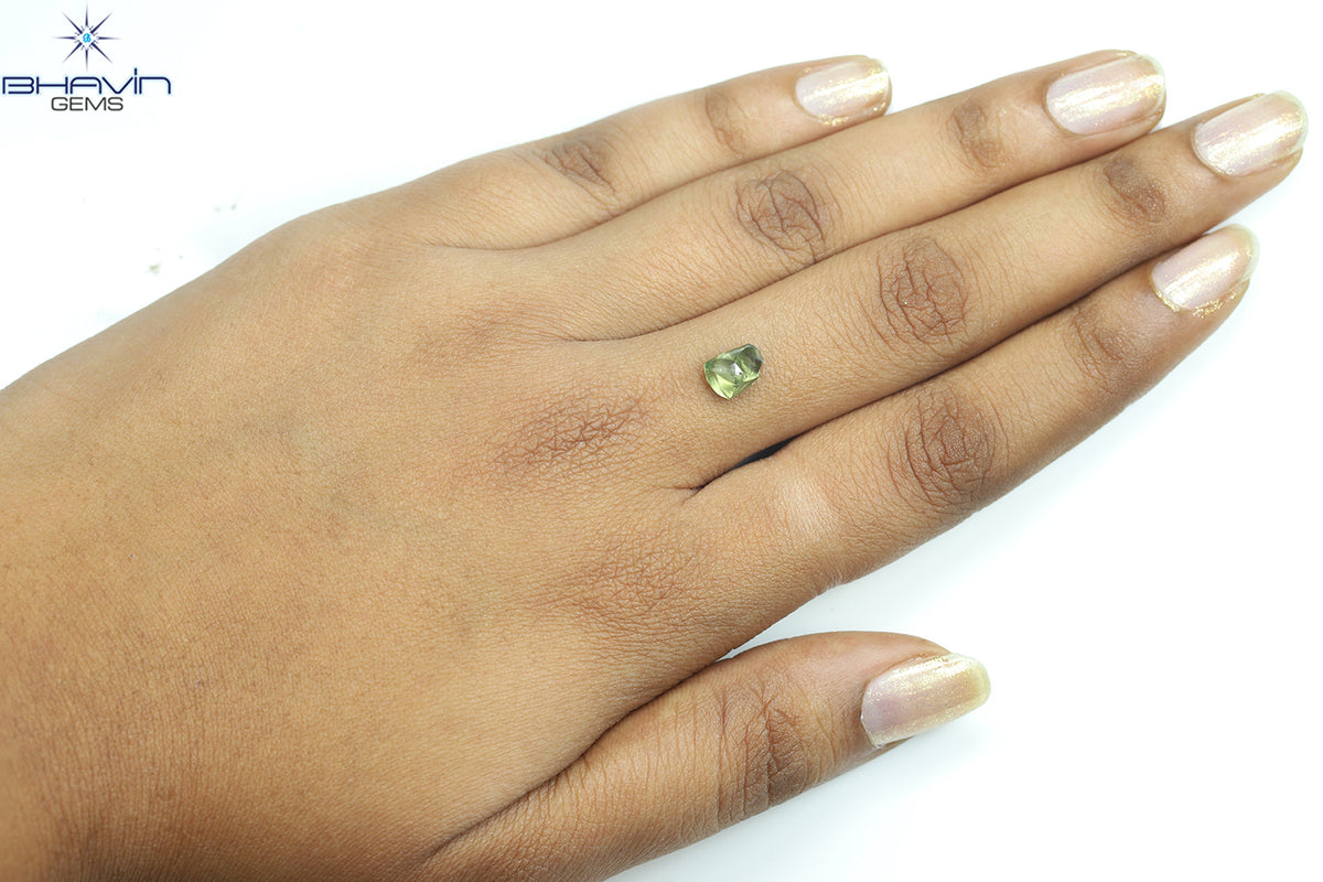 1.71 CT Natural Rough Diamond Enhanced Green Color Clarity VS (7.48 MM)