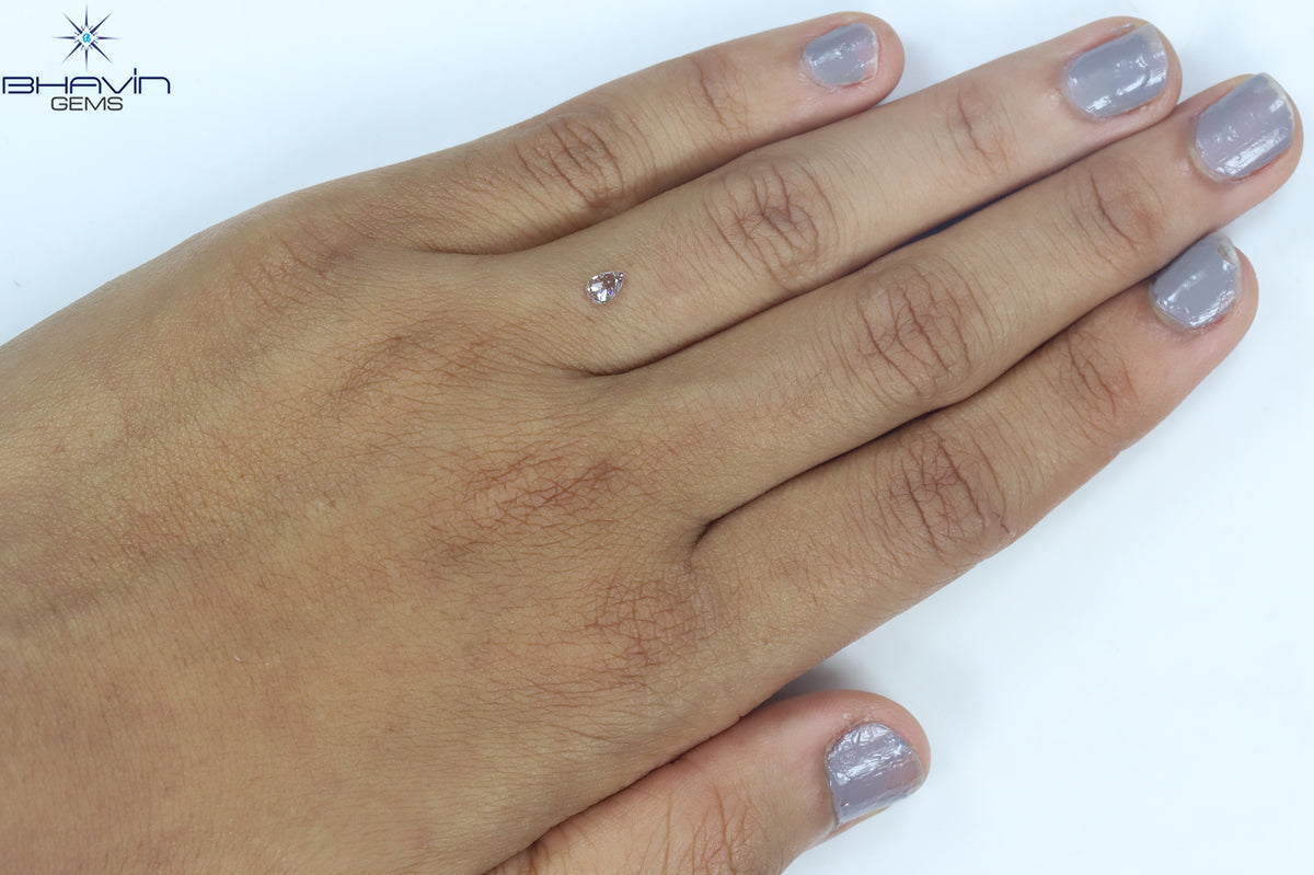 0.08 CT ペアシェイプ ナチュラル ダイヤモンド ピンク色 VS1 クラリティ (3.45 MM)