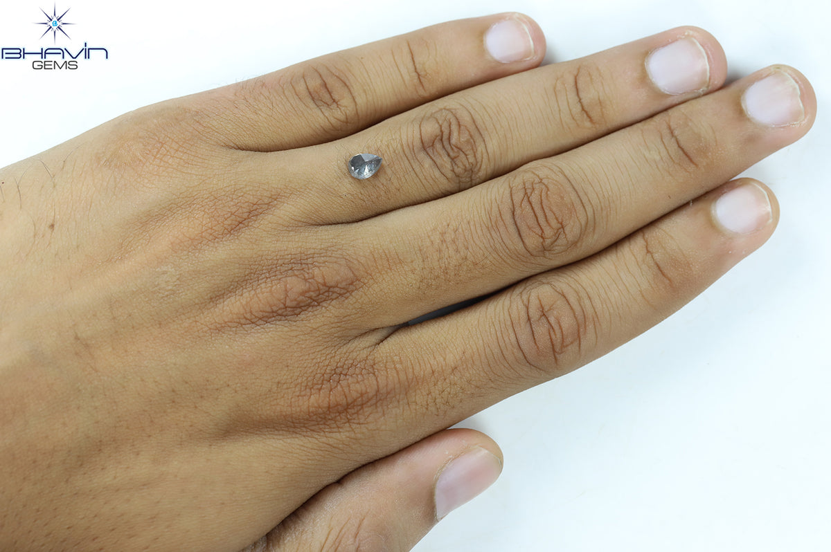0.85 CT ペアシェイプ 天然ルースダイヤモンド ソルト＆ペッパーカラー I3 クラリティ (6.84 MM)