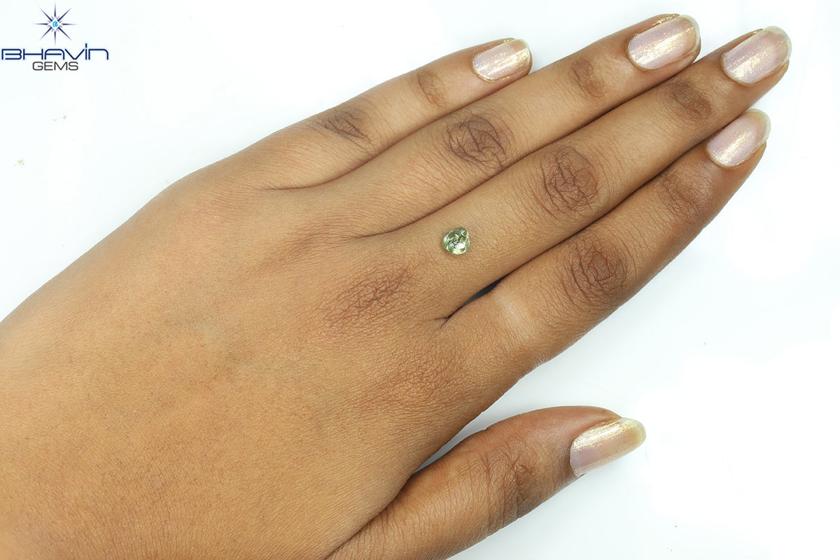0.99 CT Natural Rough Diamond Enhanced Green Color Clarity VS (5.89 MM)