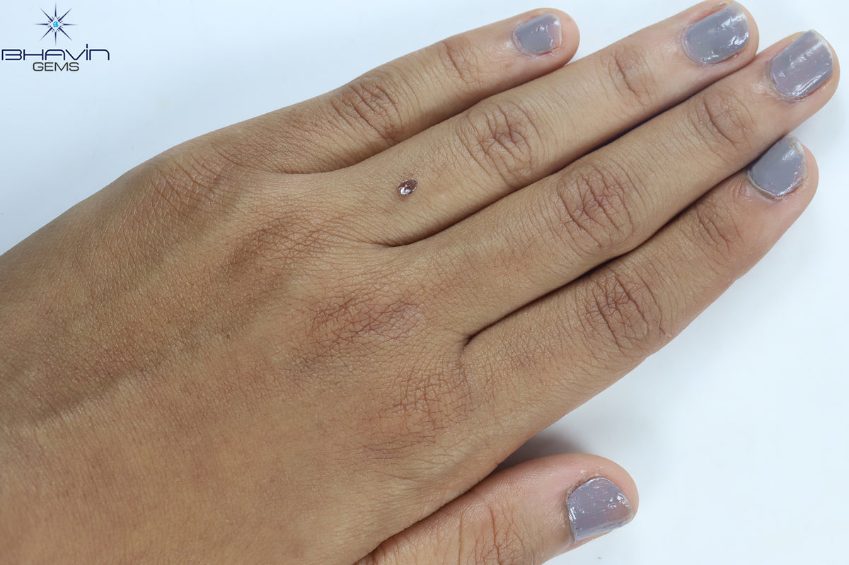 0.09 CT Natural Pear Diamond Pink Color Clarity SI2 (3.54 MM)