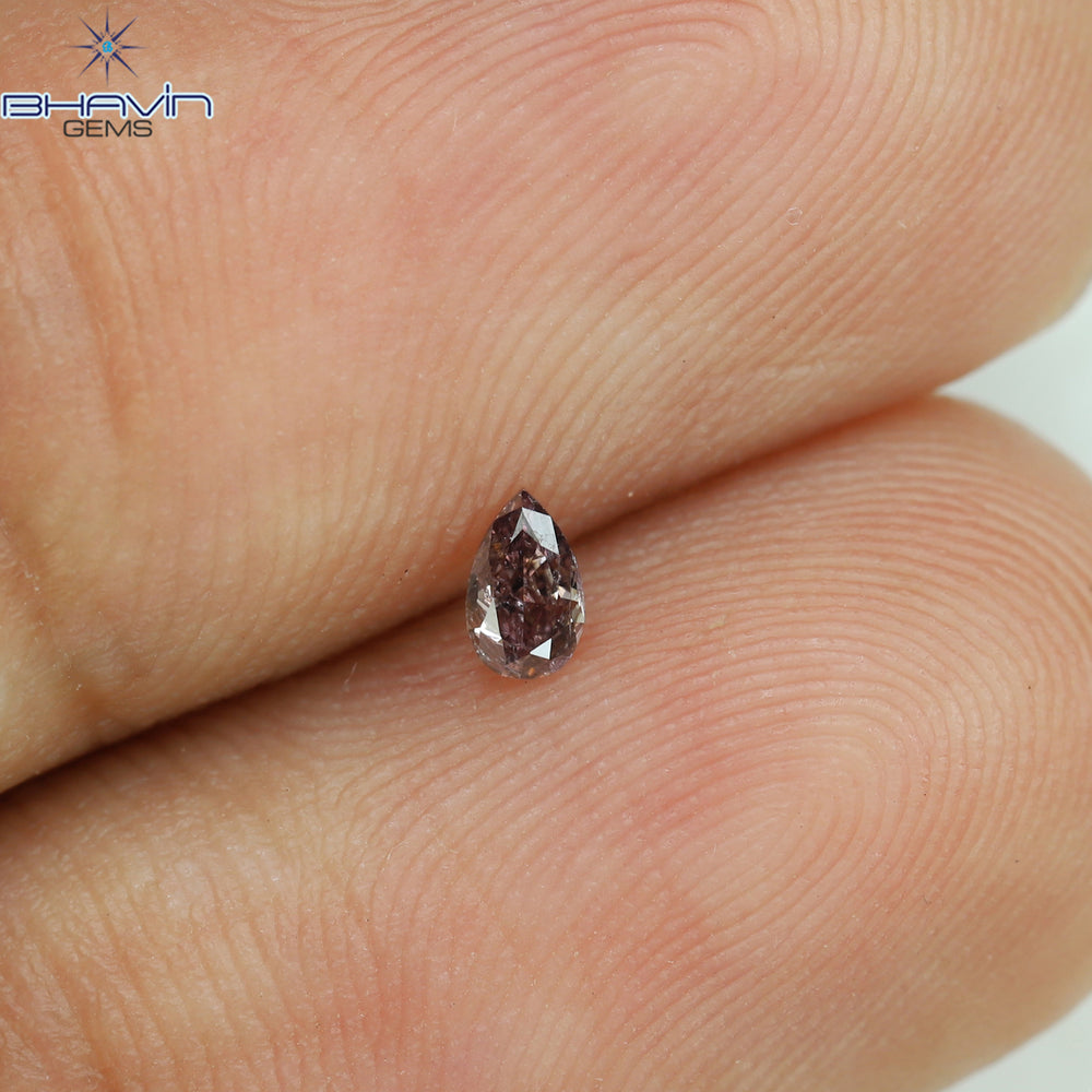 0.08 CT Pear Shape Natural Diamond Pink Color SI1 Clarity (3.50 MM)