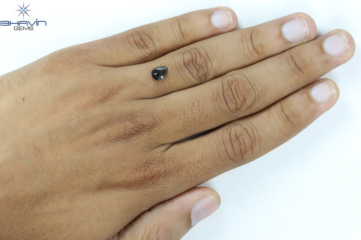 1.26 CT ペアシェイプ 天然ルースダイヤモンド ソルト＆ペッパーカラー I3 クラリティ (6.00 MM)