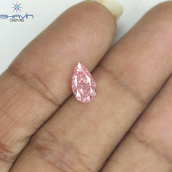 GIA Certified 1.08 CT Pear Diamond Enhanced Pink Color (8.72 MM)