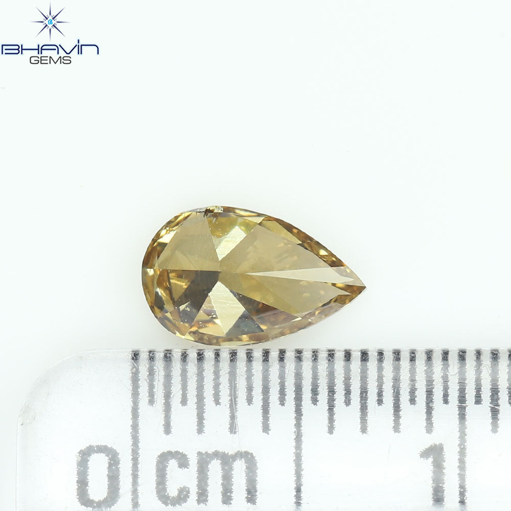 0.50 CT Natural Pear Diamond Brown Color Clarity SI (6.90 MM)