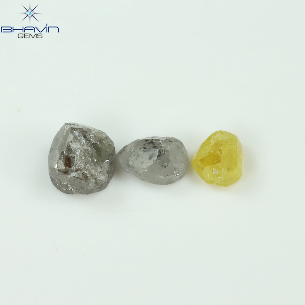 0.87 CT/3 Pcs Natural Uncut Diamond Mix Color Clarity I3 (4.00 MM)