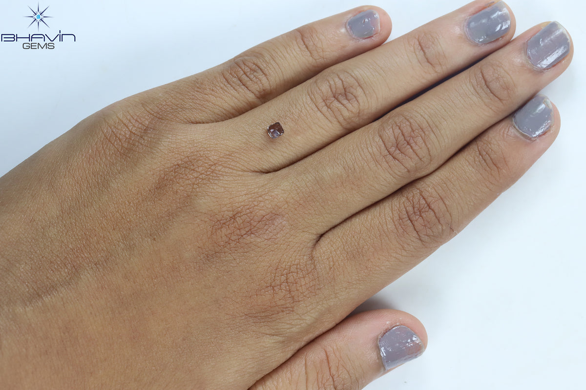 0.24 CT Natural Cushion Diamond Brown Pink Color Clarity VS2 (3.56 MM)