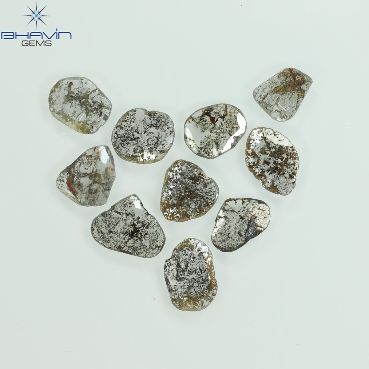 3.20 CT/10 Pcs Natural Slice Diamond Salt and Pepper Color Clarity I3 (5.94 MM)
