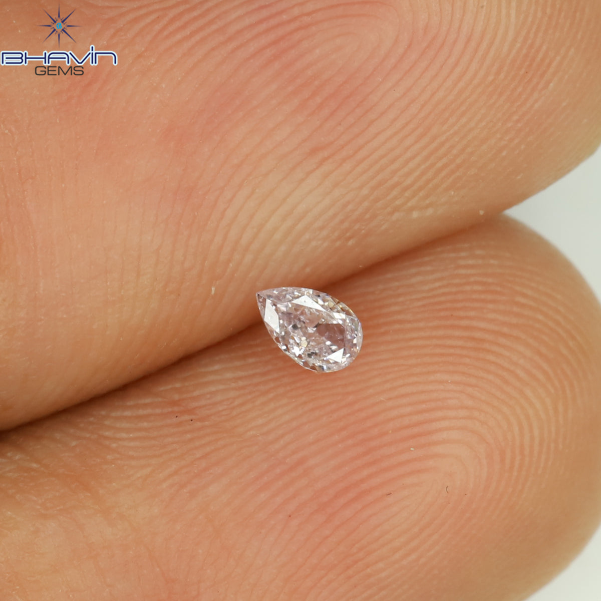 0.08 CT Natural Pear Diamond Pink Color Clarity SI1 (3.47 MM)