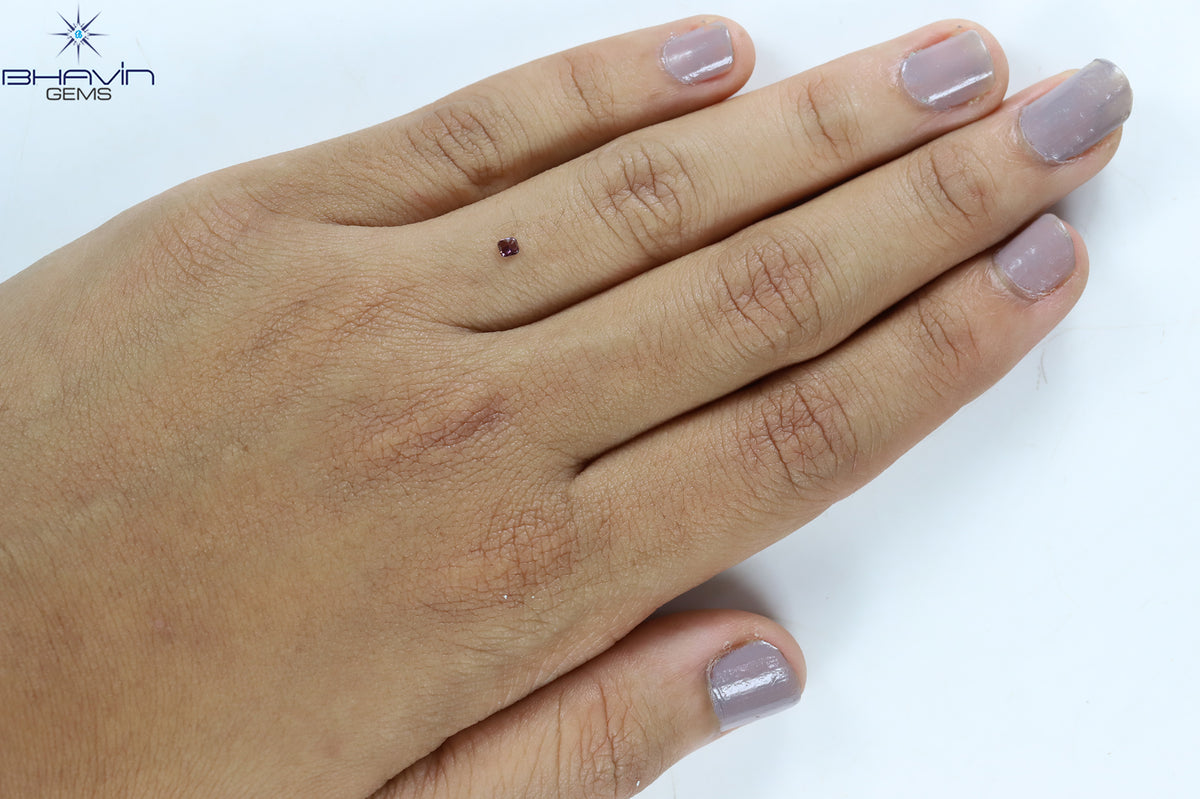 0.06 CT Natural Cushion Diamond Enhanced Pink Color Clarity VS2 (2.25 MM)