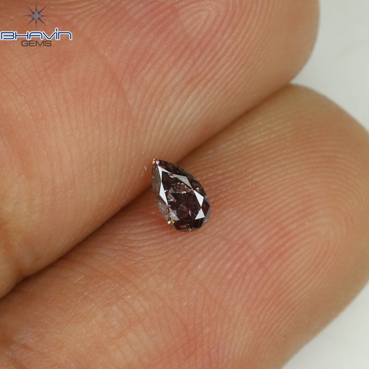 0.12 CT ペアシェイプ 天然ダイヤモンド ピンクカラー I1 クラリティ (4.13 MM)