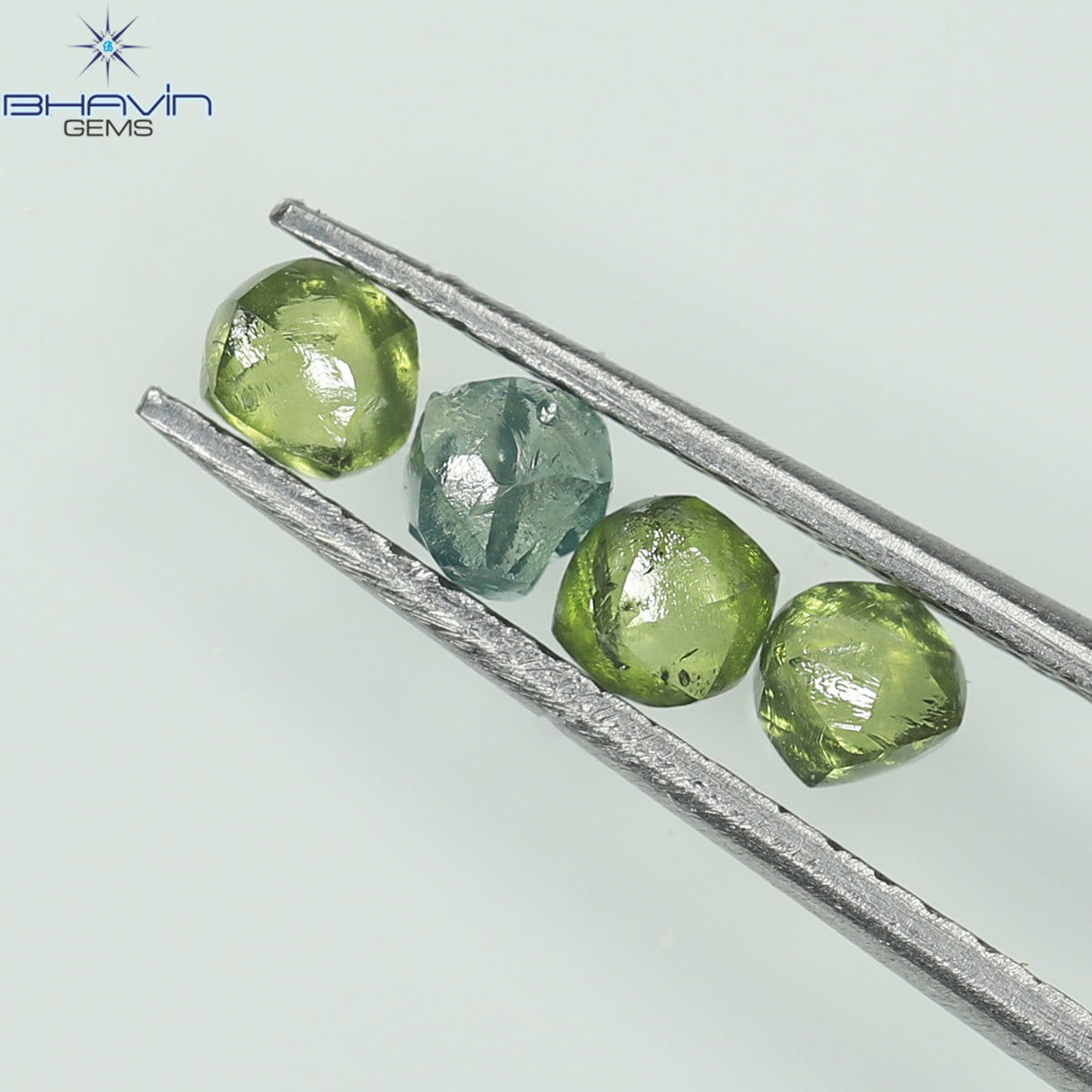 0.82 CT/4 Pcs Natural Rough Diamond Enhanced Green-Blue Color Clarity VS-SI (3.30 MM)