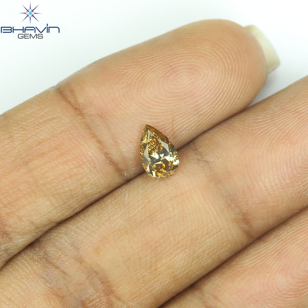 0.50 CT Natural Pear Diamond Brown Color Clarity SI (6.90 MM)