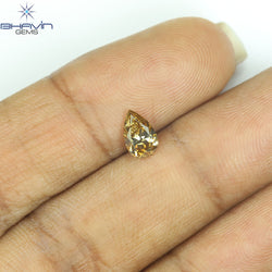 0.50 CT Natural Pear Diamond Brown Color Clarity SI (6.90 MM)