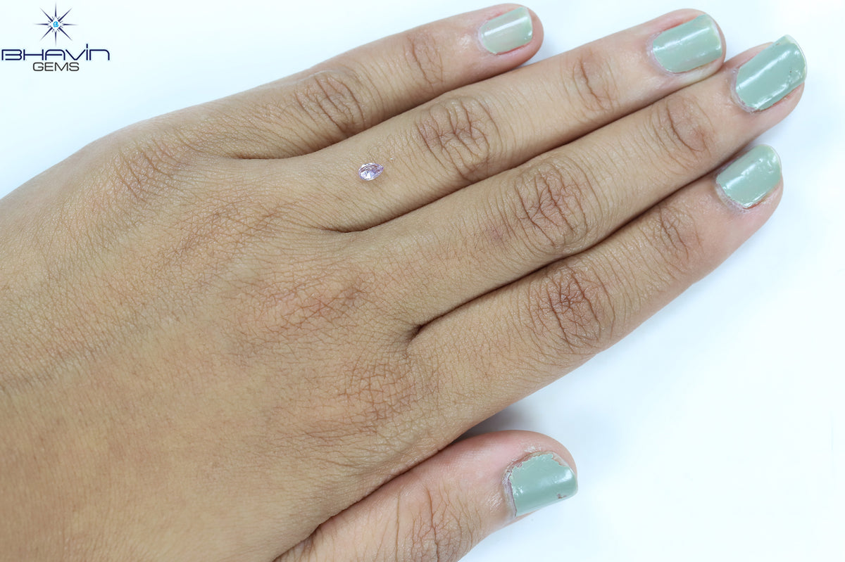 0.16 CT Natural Pear Diamond Pink Color Clarity I2 (4.28 MM)