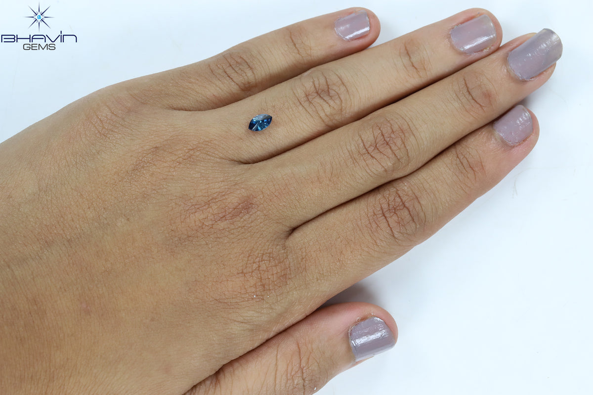 0.45 CT Natural Marquise Diamond Enhanced Blue Color Clarity I1 (6.30 MM)