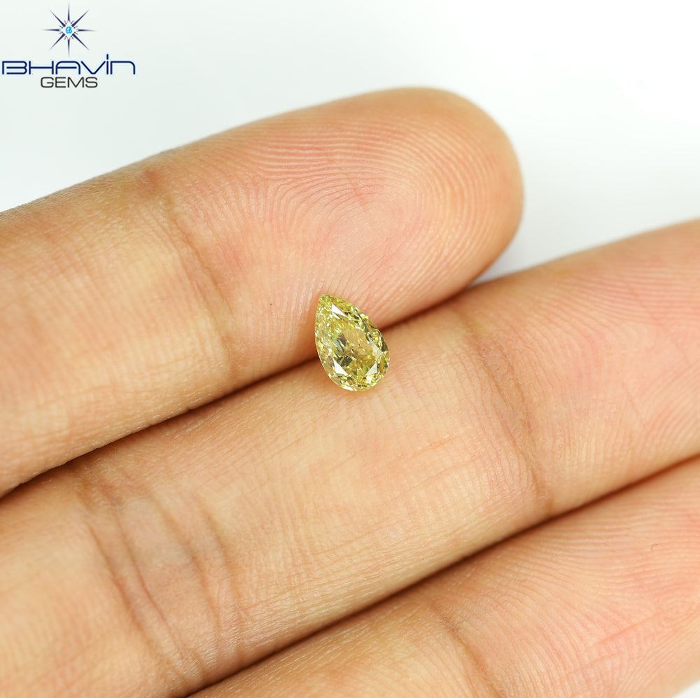 0.55 CT Natural Pear Diamond Intense Yellow Color Clarity VS2 (6.50 MM)