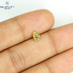 0.55 CT Natural Pear Diamond Intense Yellow Color Clarity VS2 (6.50 MM)