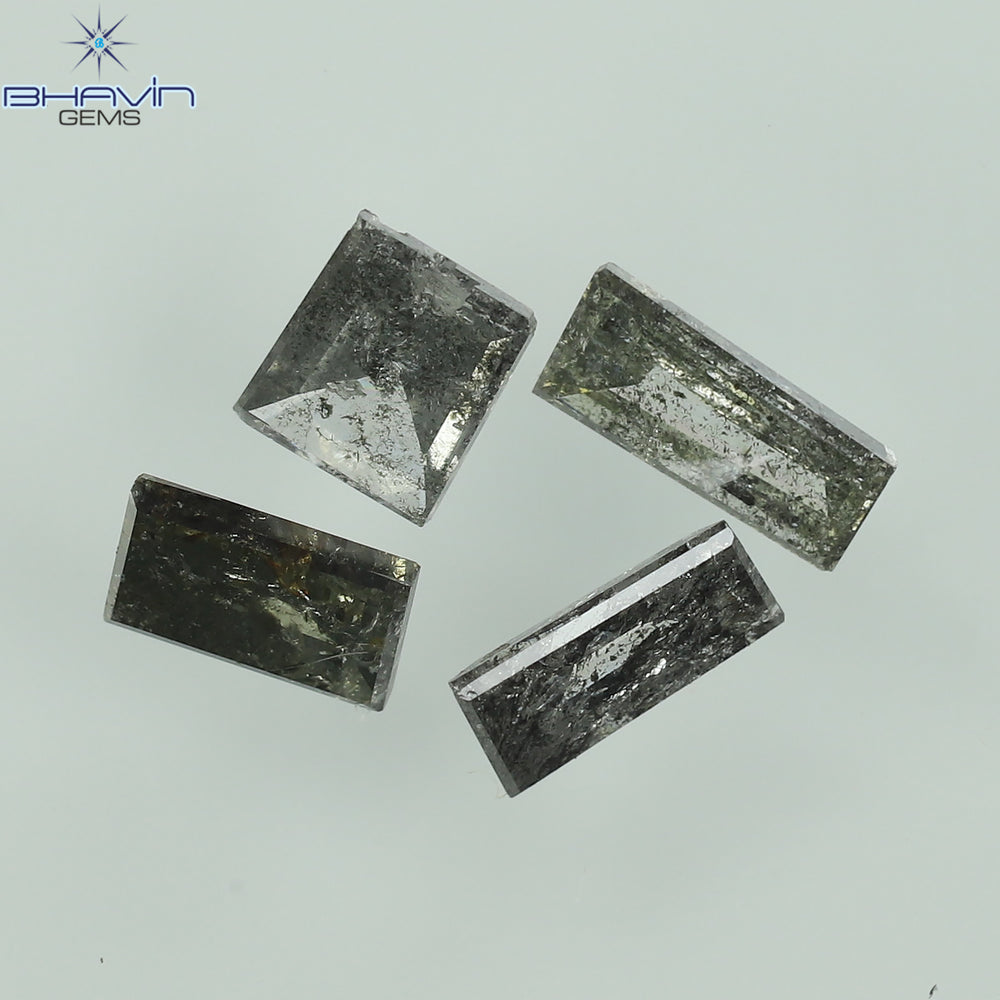 0.38 CT/4 Pcs Baguette Shape Natural Diamond Salt And Pepper Color I3 Clarity (4.10 MM)