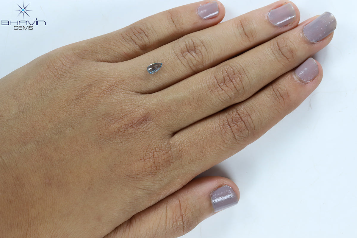 0.41 CT Natural Pear Diamond Enhanced Intense Blue Color Clarity VS1 (6.56 MM)